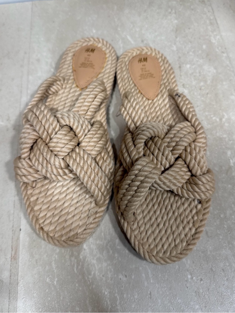 Sam Edelman Beige Knotted Rope Slide Sandals
